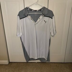Puma Men's Polo Shirt in White and Gray Golf